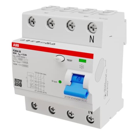 ABB F204 B-63/0.3 interruttore automatico Dispositivo a corrente residua 4 (2CSF204568R3630)