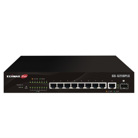 Edimax Switch GS-5210PLG Gestito Gigabit Ethernet (10/100/1000) Supporto Power over Ethernet (PoE) Nero (GS-5210PLG)