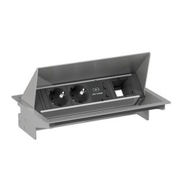 Bachmann 900.406 presa energia Type F + 2 x USB A Grigio, Metallico (900.406)