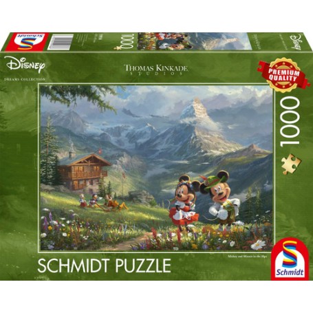 Schmidt Spiele Thomas Kinkade Studios: Disney Dreams Collections - Mickey & Minnie in den Alpen Puzzle 1000 pz Cartoni (59938)