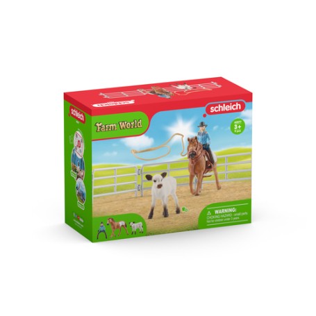 schleich Farm World Cowgirl Team Roping Fun (42577)