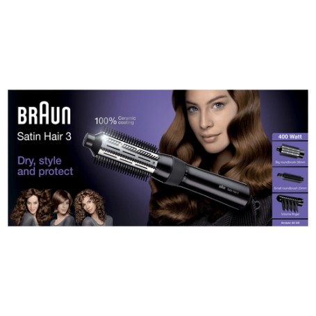 Braun Satin Hair 3 AS 330 Spazzola ad aria calda Nero, Blu, Lillà 400 W 2 m (AS330)