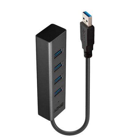 Lindy 43324 hub di interfaccia USB 3.2 Gen 1 (3.1 Gen 1) Type-A 5000 Mbit/s Nero (43324)