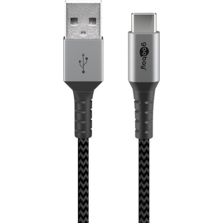 Goobay 49297 cavo USB 2 m USB 2.0 USB C USB A Nero, Grigio (49297)