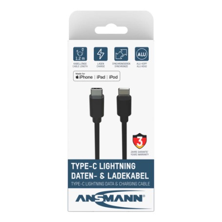 Ansmann 1700-0106 cavo per cellulare Nero 0,12 m USB C Lightning (1700-0106)