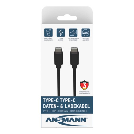 Ansmann 1700-0122 cavo USB 2 m USB C Nero (1700-0122)