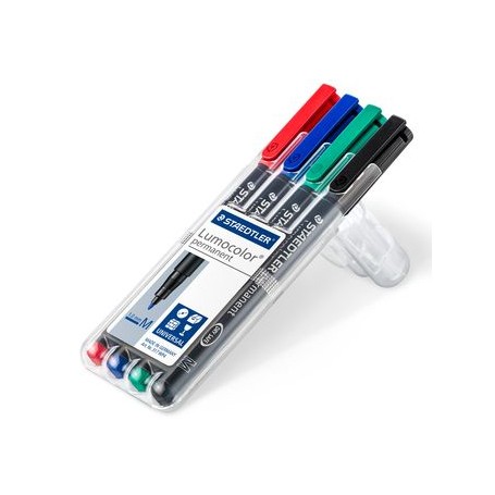 Staedtler Lumocolor 317 WP4 marcatore permanente Nero, Blu, Verde, Rosso 4 pz (317 WP4)