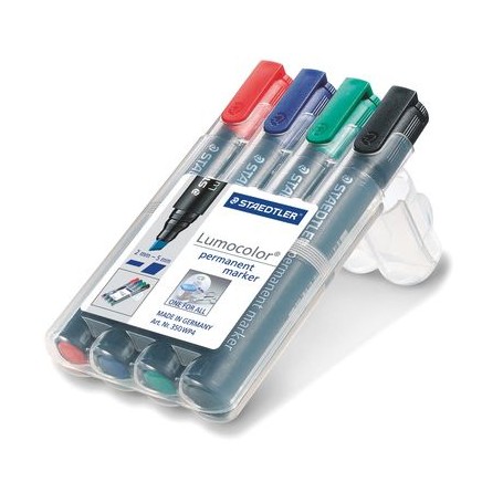 Staedtler Lumocolor 350 WP4 evidenziatore 4 pz Nero, Blu, Verde, Rosso (350 WP4)