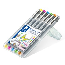 Staedtler Pigment Liner penna tecnica Extra sottile Marrone, Grigio, Azzurro, Verde chiaro, Magenta, Giallo 6 pz (30803-S2SB6)