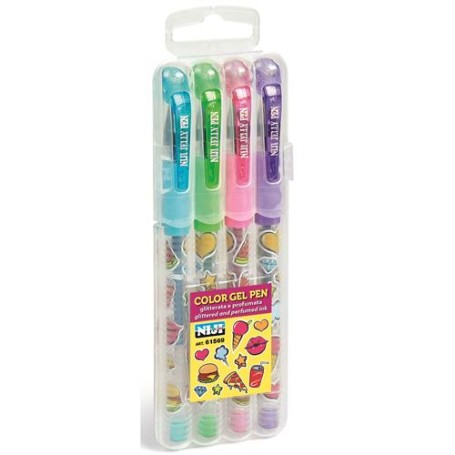 Niji 61569 penna gel Penna in gel con cappuccio Multicolore 4 pz (61569)