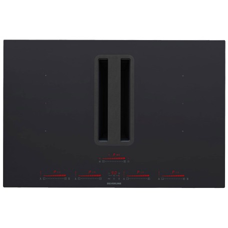 Silverline FLPXK 820 ESR con tubazioni - aspirazione, piano cottura, induzione, 80 cm, acciaio inossidabile/vetro nero