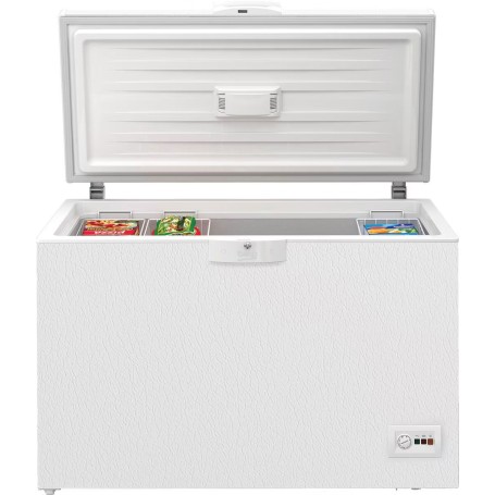 Congelatore Beko HSM37540, larghezza 129 cm, 360 L, serratura, goffratura in pelle bianca