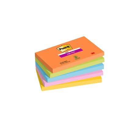 Post-It 7100258793 pouch autoadesiva Rettangolo Blu, Verde, Arancione, Rosa, Giallo 90 fogli Autoadesivo (655-5SS-BOOS)