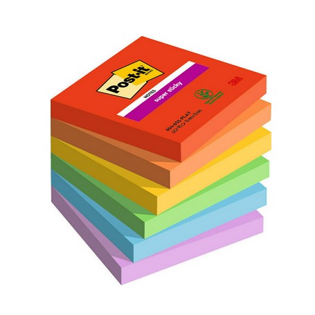 Post-It 7100258795 pouch autoadesiva Quadrato Multicolore 90 fogli Autoadesivo (654-6SS-PLAY)