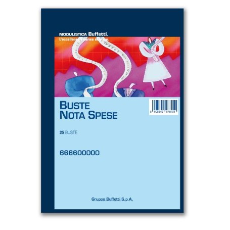 BLOCCO 25 BUSTE NOTA SPESE 23X16 (666600000)