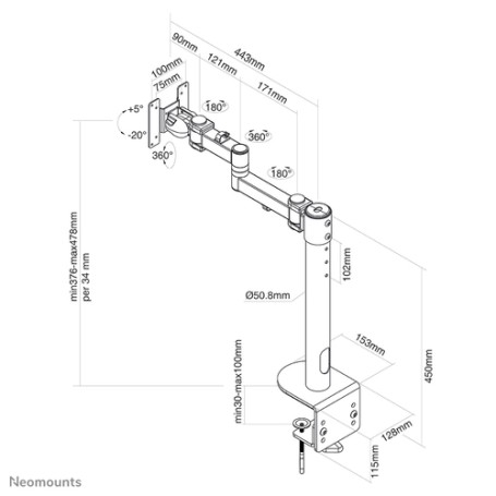 Neomounts by Newstar FPMA-D960PLUS 124,5 cm (49") Morsa Nero (FPMA-D960BLACKPLUS)
