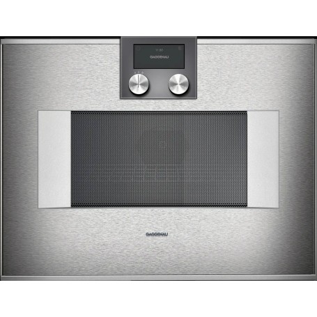 Gaggenau BM451110 Forno combinato microonde con comandi in alto e cerniere a sinistra finitura inox da 60 cm