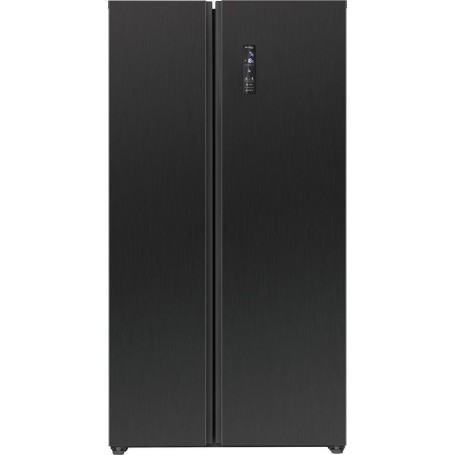 Bomann SBS 7344 Stand Side-by-Side combinato, 90 cm di larghezza, 442 L, Total NoFrost, aspetto acciaio inossidabile-nero
