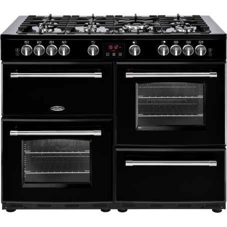 Belling Farmhouse 110 DFT, larghezza 110 cm, forni e grill elettrico, piano cottura a gas, spazio di stivaggio, nero