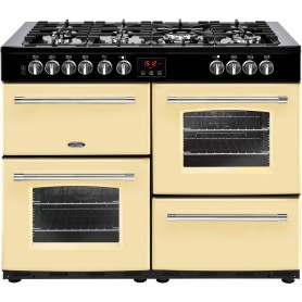 Belling Farmhouse 110 DFT, larghezza 110 cm, forni e grill elettrico, piano cottura a gas, spazio di stivaggio, panna