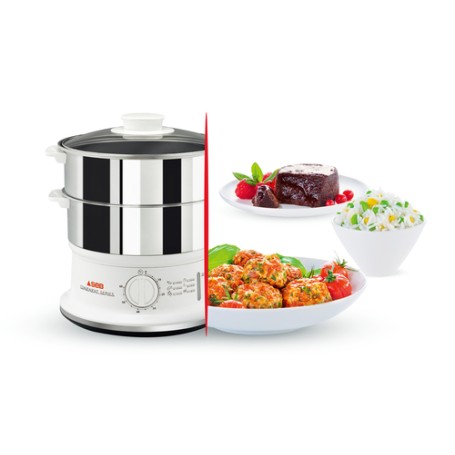Tefal VC1451 pentola a vapore 2 cestello/i Superficie piana Acciaio inossidabile, Bianco (VC1451)