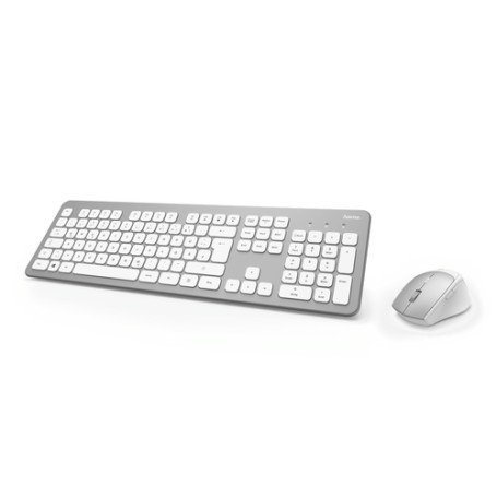 Hama KMW-700 tastiera RF Wireless QWERTZ Tedesco Argento, Bianco (00182676)