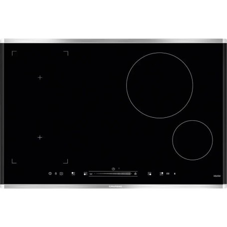 Grundig GIEI 824470 HX Piano cottura a induzione autosufficiente , larghezza 77 cm, sicurezza bambini, touch slider, timer, nero