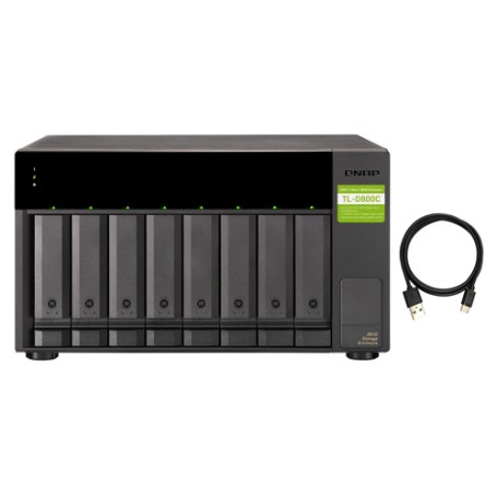 QNAP TL-D800C contenitore di unità di archiviazione Box esterno HDD/SSD Nero, Grigio 2.5/3.5" (TL-D800C)