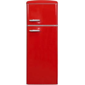 Exquisit Combinazione frigo-congelatore retrò RKGC270-45-H-160E, 206 L, larghezza 54,5 cm, con ruote, illuminazione a LED, rosso