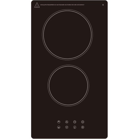 PKM EB-DCF-2X vetroceramica - doppia piastra riscaldante, controllo touch sensore, 9 livelli di calore, timer, nero