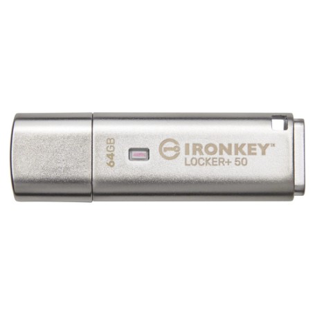 Kingston Technology IronKey Locker+ 50 unità flash USB 64 GB USB tipo A 3.2 Gen 1 (3.1 Gen 1) Argento (IKLP50/64GB)