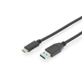 Digitus AK-300146-010-S cavo USB 1 m USB 2.0 USB C USB A Nero