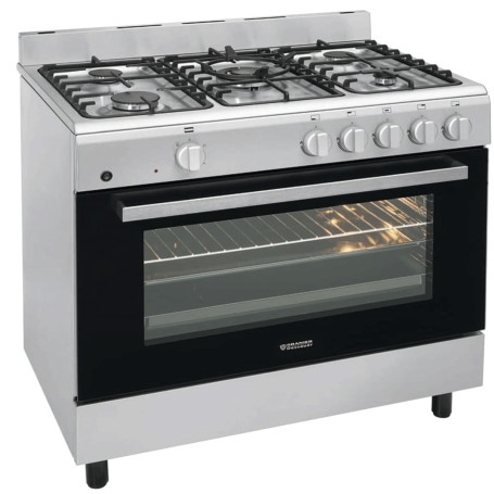 Cucina a gas Oranier FZE 1499 24 , EEK: A, ugelli propano inclusi, gas naturale, 90 cm, attacco WOK, acciaio inossidabile