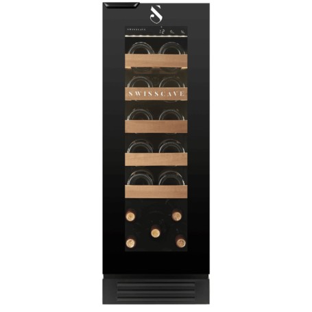 Swisscave WLU-50F , frigorifero per vino sottobanco a 1 zona, 30 cm, 15 bottiglie, nero