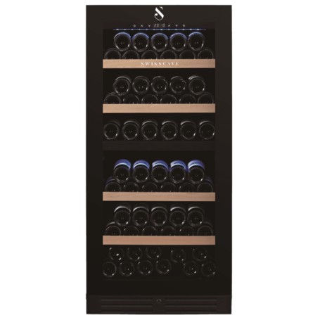 Swisscave WL355DF , frigorifero per vino a 2 zone, 127 cm, 107 bottiglie, nero