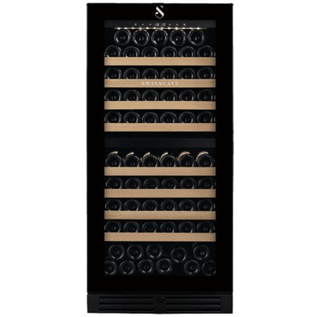 Swisscave WLB-360DF-MIX , frigorifero per vino a 2 zone, 127 cm, 103 bottiglie, nero