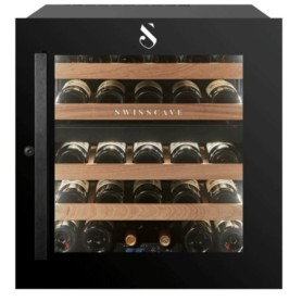 Swisscave WLI-90DF , frigorifero per vino da incasso a 2 zone, 60 cm, 26 bottiglie, nero