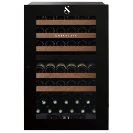 Swisscave WLI-160DF , frigorifero per vino da incasso a 2 zone, 88 cm, 40 bottiglie, nero