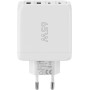 USB-C Multiport-Schnellladegert, PD, GaN, 68 Watt (wei, 2x USB-C, 2x USB-A, Power Delivery, QuickCharge) (64818)
