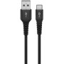 Supersoftes USB 2.0 Textilkabel, USB-A Stecker  USB-C Stecker (schwarz, 3 Meter) (74528)