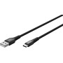 Supersoftes USB 2.0 Textilkabel, USB-A Stecker  USB-C Stecker (schwarz, 3 Meter) (74528)