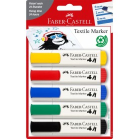 Faber-Castell 159520 marcatore permanente Punta smussata Nero, Blu, Verde, Rosso, Giallo 5 pz (159520)