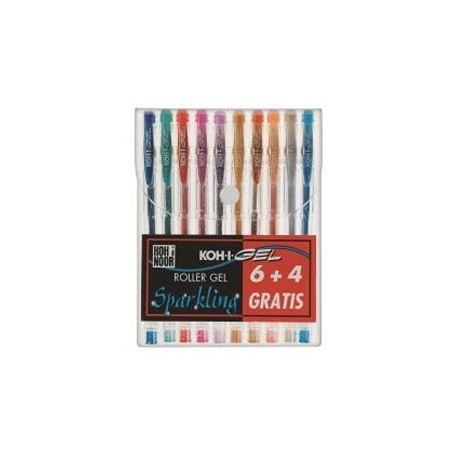 Koh-I-Noor NAGP10S penna gel Penna in gel con cappuccio Blu, Verde, Grigio, Arancione, Rosa, Rosso 10 pz (NAGP10S)
