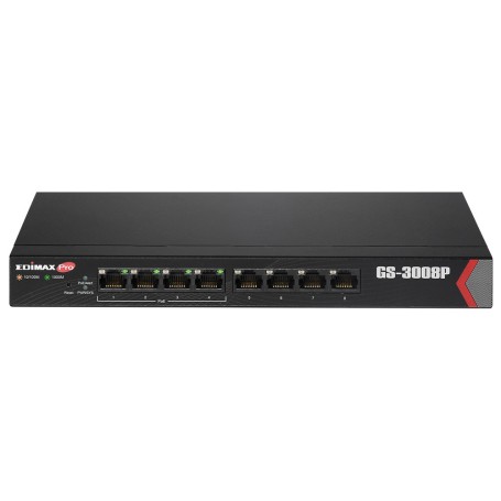 Edimax GS-3008P switch di rete Gestito Gigabit Ethernet (10/100/1000) Supporto Power over Ethernet (PoE) Nero (GS-3008P)
