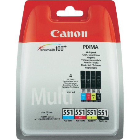 Canon CLI-551 C/M/Y/BK w/sec cartuccia d'inchiostro 4 pz Originale Resa standard Nero, Ciano, Magenta, Giallo (6509B008)