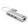 Hamlet XHUB330LAN hub di interfaccia USB 3.2 Gen 1 (3.1 Gen 1) Type-A 5000 Mbit/s Argento (XHUB330LAN)