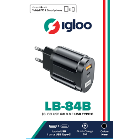 IGLOO USB QC 3.0 E USB TYPE-C BLACK (LB-84B)
