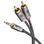 Plus Audio Adapterkabel AUX 3,5mm Klinke  Stereo-Cinch Stecker (schwarz/silber, 2 Meter) (65288)