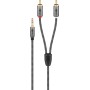 Plus Audio Adapterkabel AUX 3,5mm Klinke  Stereo-Cinch Stecker (schwarz/silber, 2 Meter) (65288)