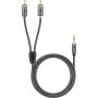 Plus Audio Adapterkabel AUX 3,5mm Klinke  Stereo-Cinch Stecker (schwarz/silber, 2 Meter) (65288)